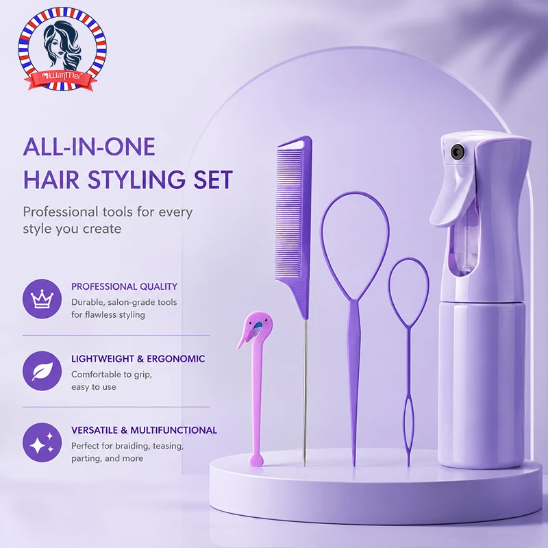 Hair Care Kit - 4/5/6pcs Haarborstel Set Kappers Spuitfles Haar